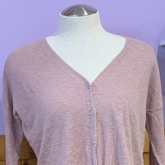 5 for $25 - Love Tree Long Sleeved Button Up Tie Front Top - Picture 2 of 4